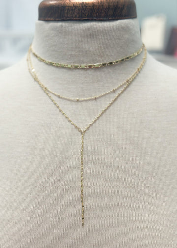 Layered Thin Chain Y Necklace