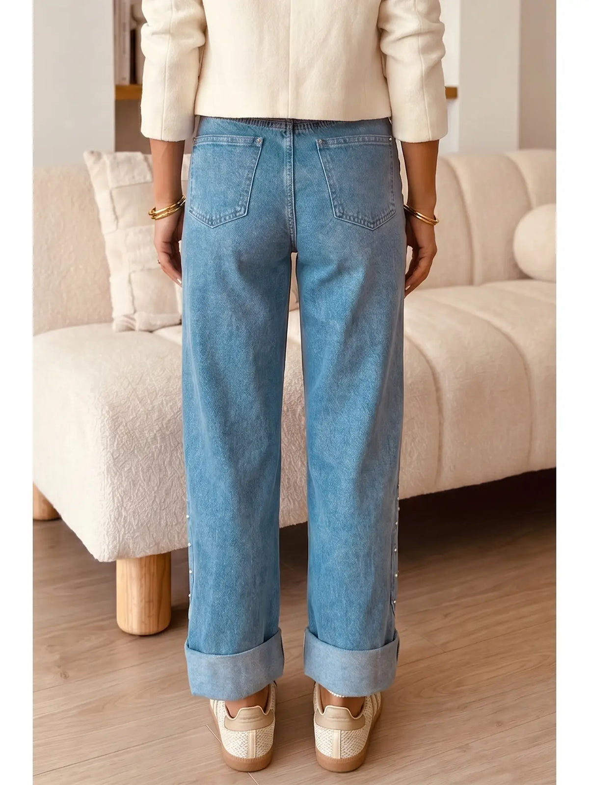 Seam Rivet Detail Ankle Length Jeans