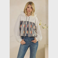 Contrast Cropped Hoodie