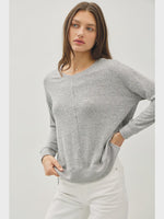 Round Neck Hacci Brushed Pullover Knit Top