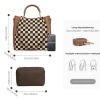 Pu Checkered Handbag Tote Crossbody