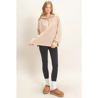 Ribbed Knit Half-zip Pullover