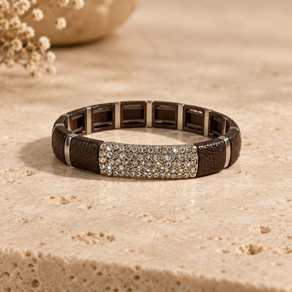 Brown Cuff w rhinestone Center