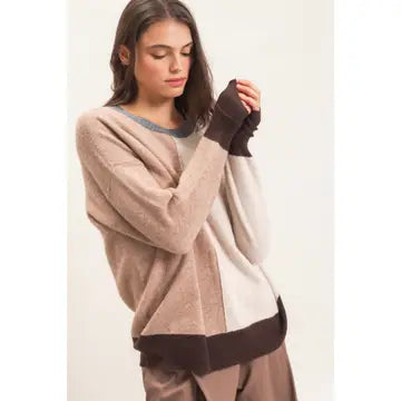 New  Colorblock Crew Neck Sweater