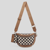 Rivet Checked Bum Bag Crossbody with Pouch