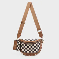 Rivet Checked Bum Bag Crossbody with Pouch