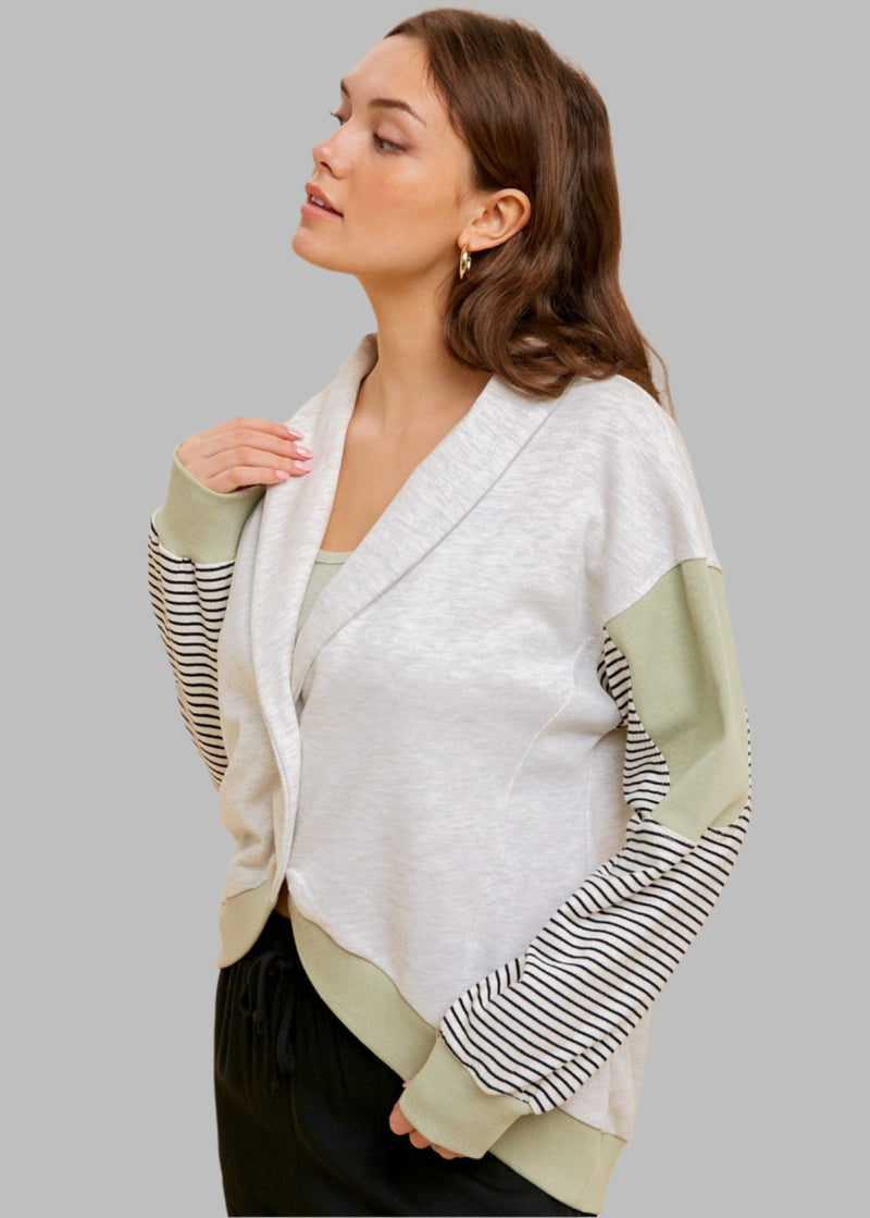Color Block Shawl Cardigan
