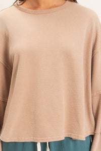 Raw Edge Crew Neck Top