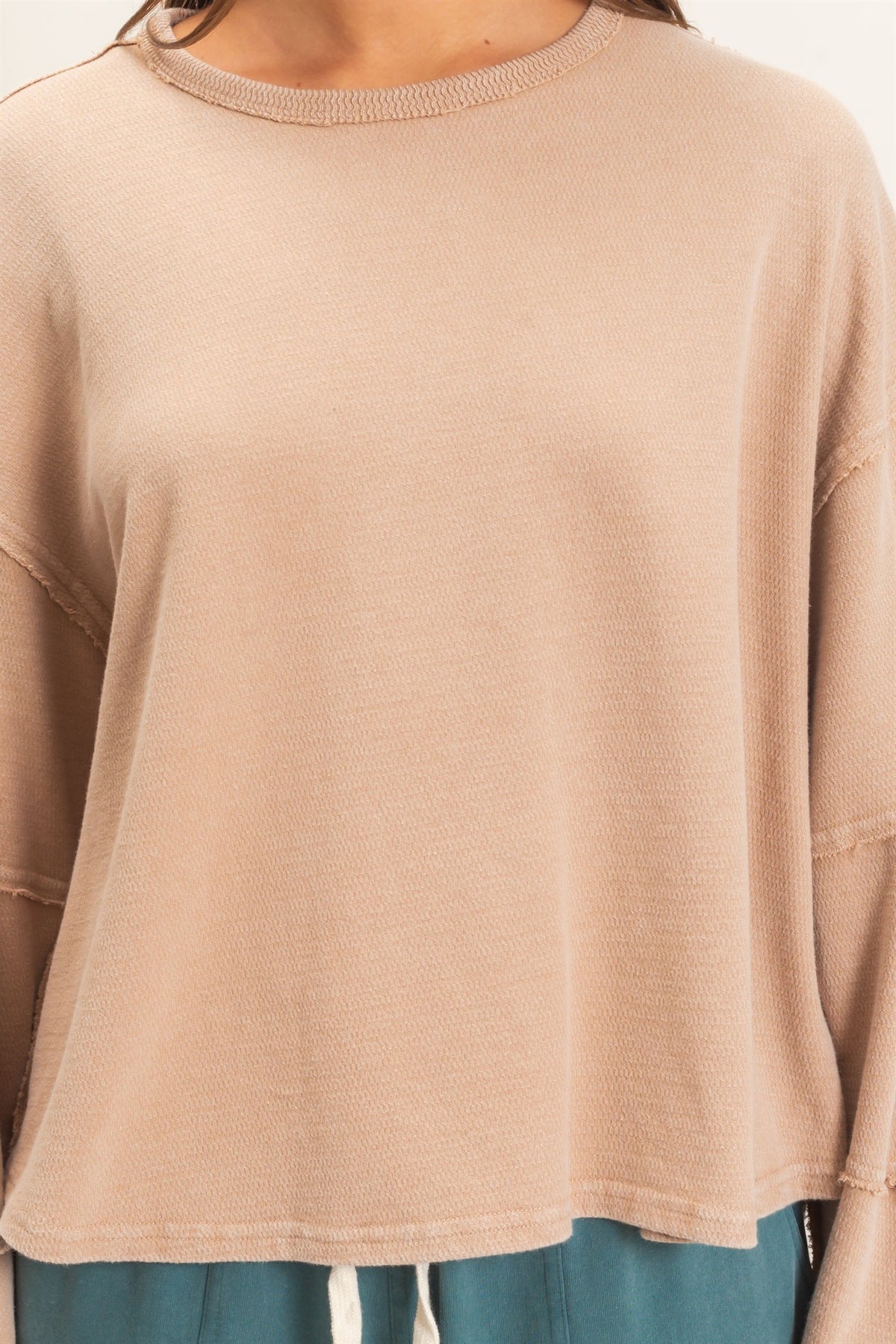 Raw Edge Crew Neck Top