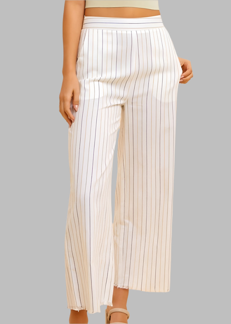 High Waist Multi Color Stripe Wide Pants