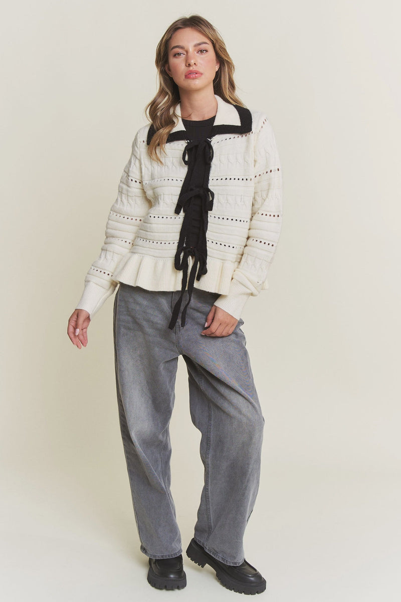 Ivory Tie Front Cardigan