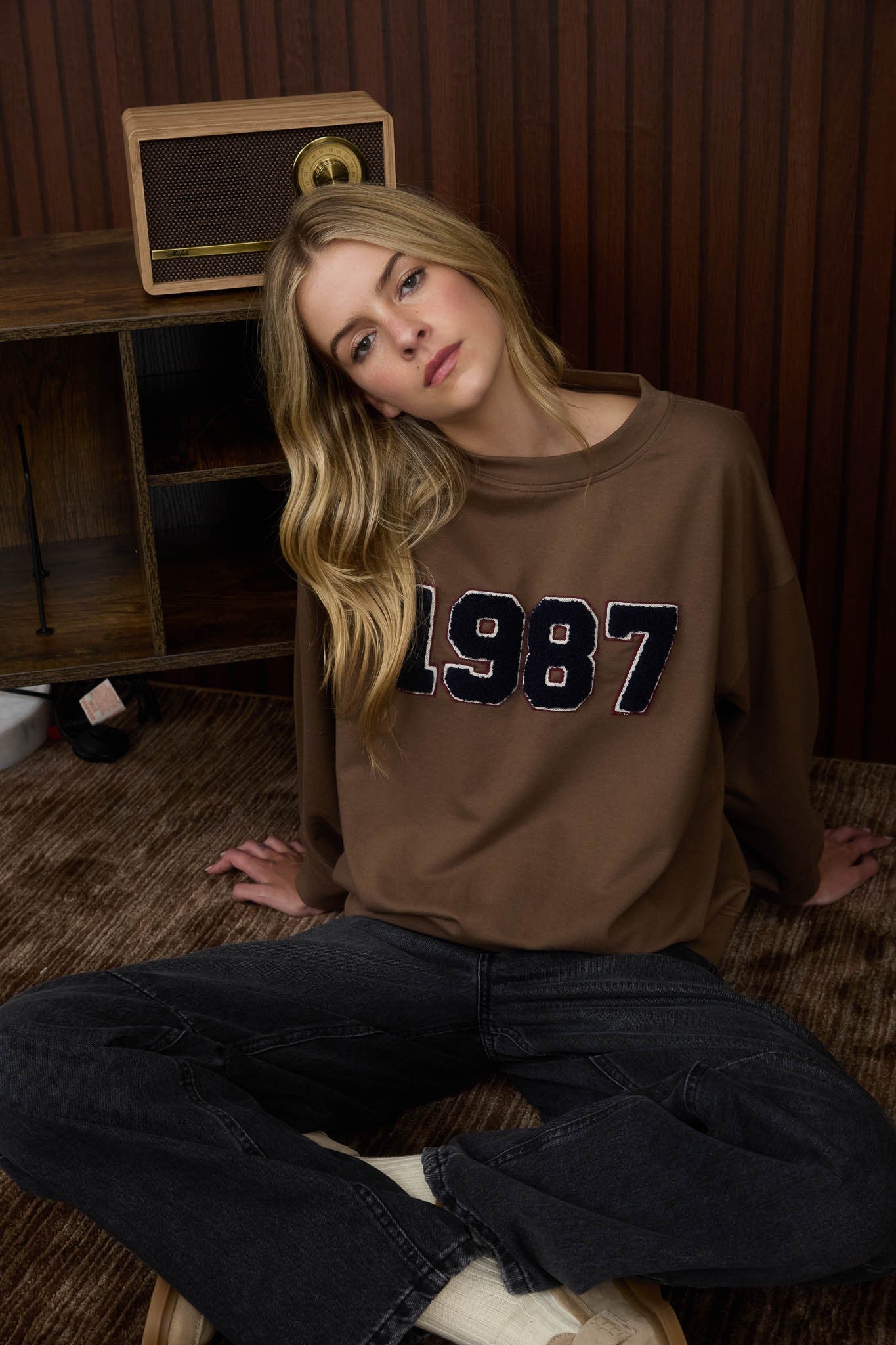 1987 Varsity Number Long Sleeve Knit Top - Chandeliers Boutique ny
