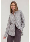 Stripe Collared Button Down Long Sleeve Shirt