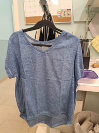 Hi Low Back V Neck Linen Top