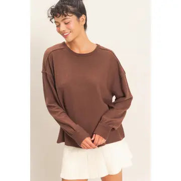 Raw Edge Waffle Sweatshirt