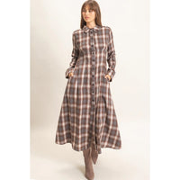 Plaid Button-Down Maxi Dress