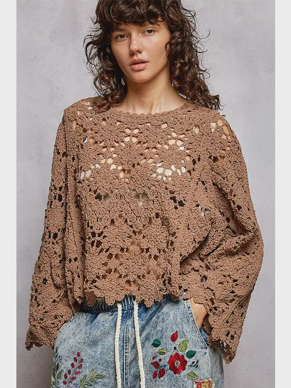 Textured Chenille Sweater Crochet Top