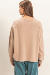 Raw Edge Crew Neck Top