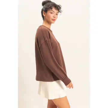 Raw Edge Waffle Sweatshirt