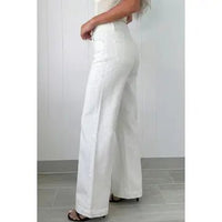 2-Button High Waist Flared Bottom Jeans - Chandeliers Boutique ny