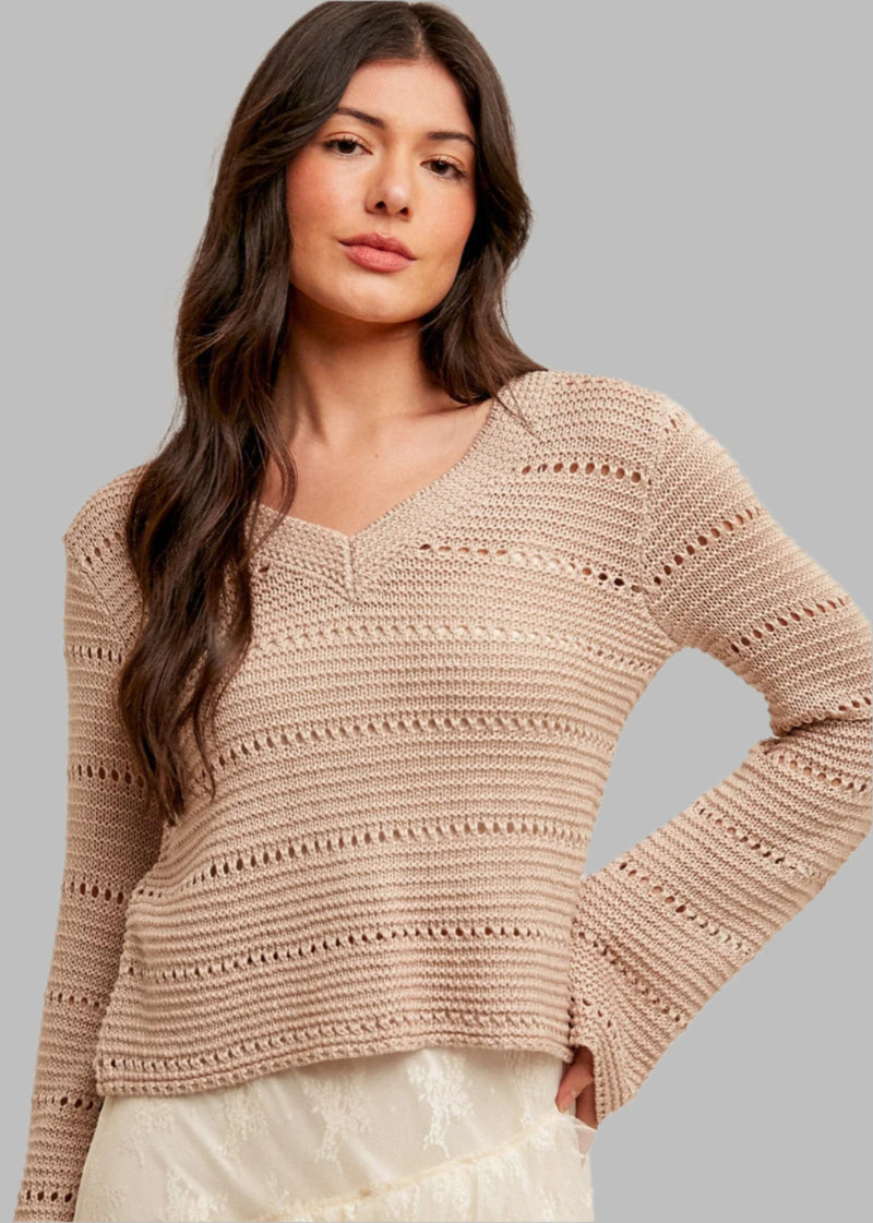Crochet V neck Sweater