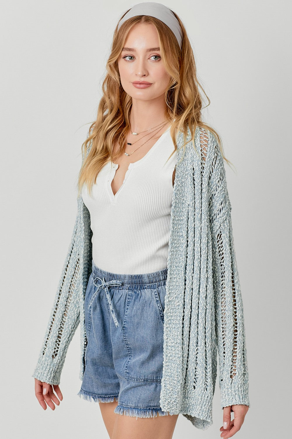 Two Tone Open Cardigan