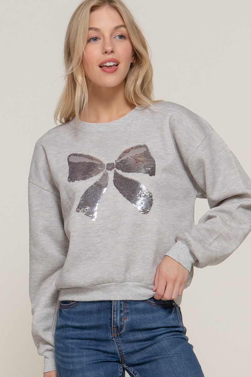 SEQUIN DETAIL INNER FLEECE SWEATSHIRT