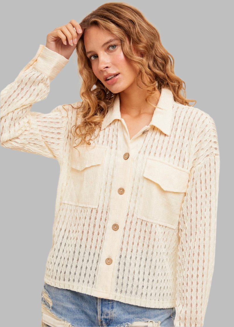 Oversize Front Pocket Button Down Jacket