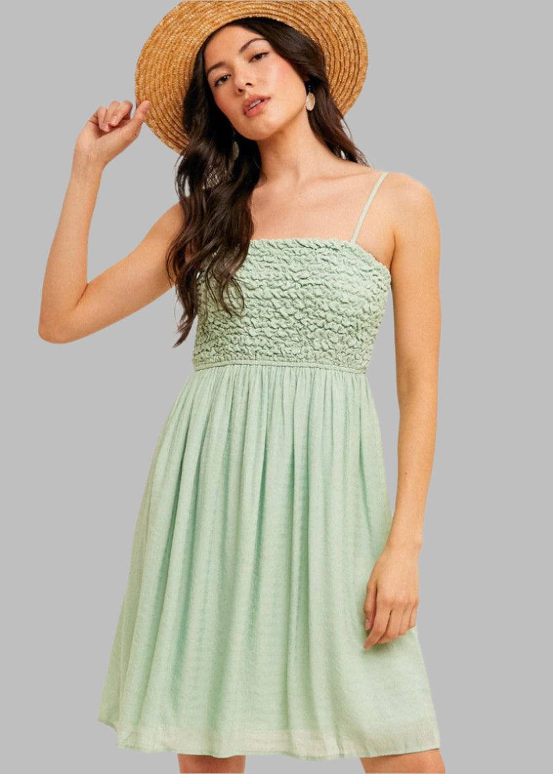 Popcorn Smocked Babydoll Dress