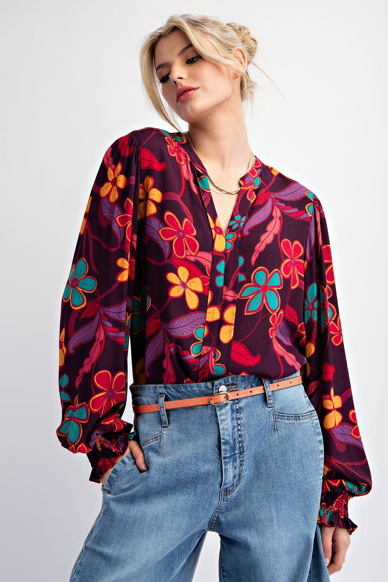 Floral Printed Rayon Top