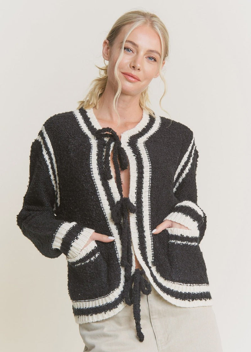 Ivory Contrast Cardigan