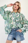 Paisley Printed Bubble Sleeve