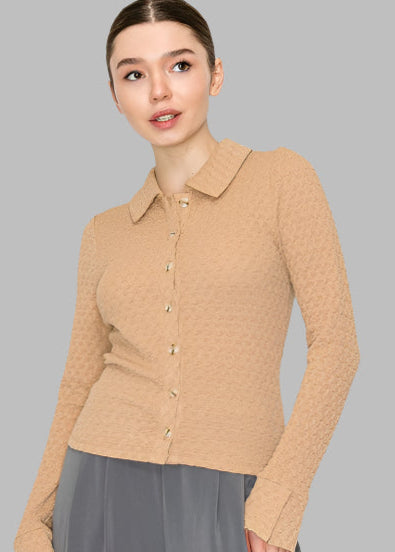Textured Collar Button Down Shirt