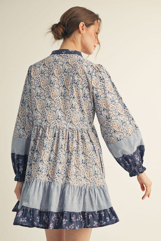 Fabric Mix Match Tiered Dress