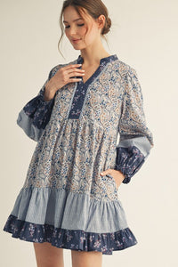 Fabric Mix Match Tiered Dress