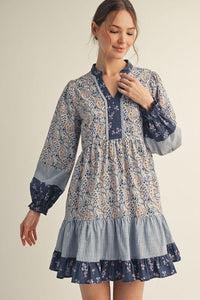 Fabric Mix Match Tiered Dress