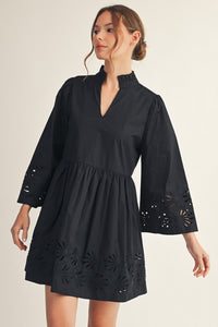 Eyelet Accent Solid Dress