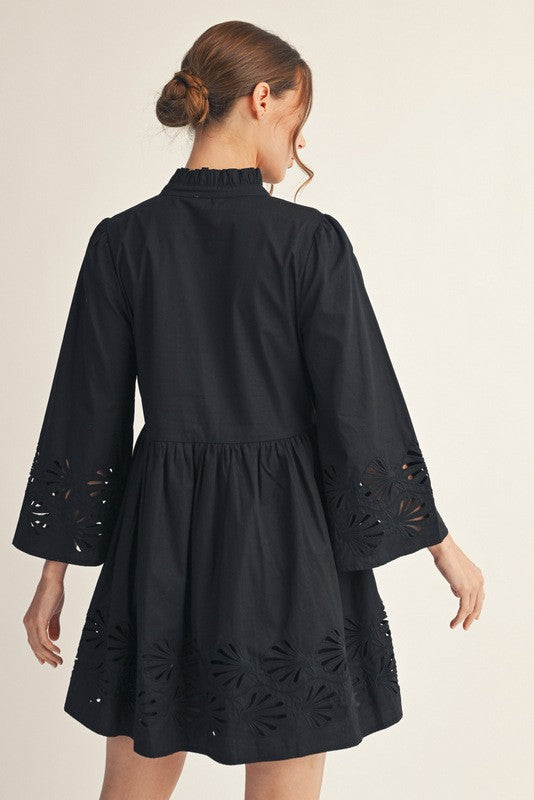 Eyelet Accent Solid Dress