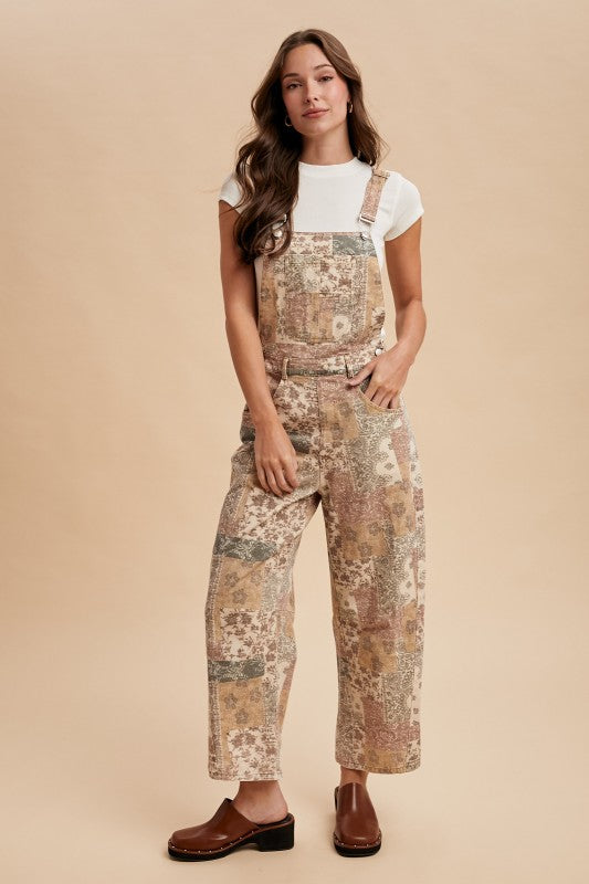 VintagePrint Twill Denim Overall Jumpsuit