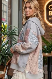 Bohemian Patchwork Hooded Zip-up