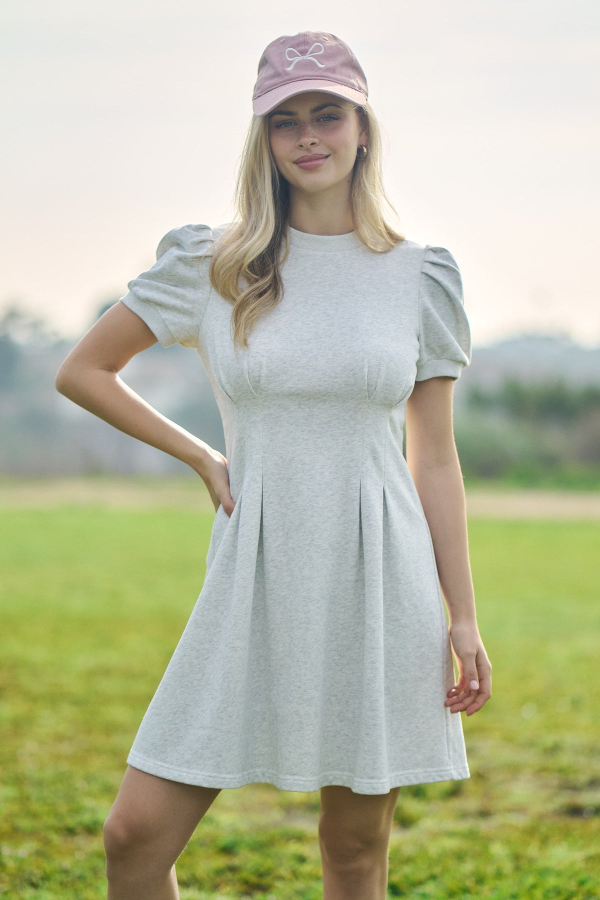 Short Puff Sleeve Sweatshirt Mini Dress