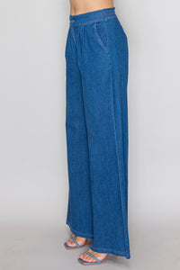 Zip-fly Button Straight Cut Denim Pants
