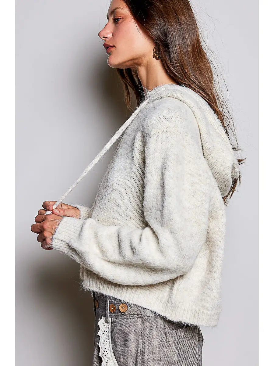 Cropped Drawstring Hoodie
