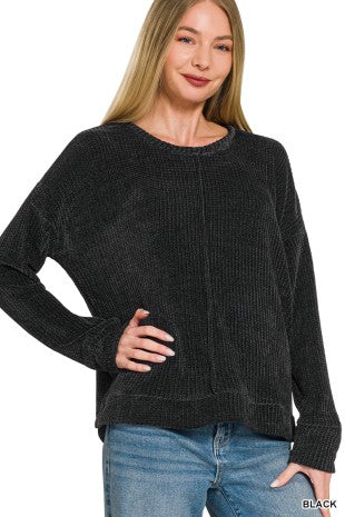 Chenille Waffle Center Seam Sweater