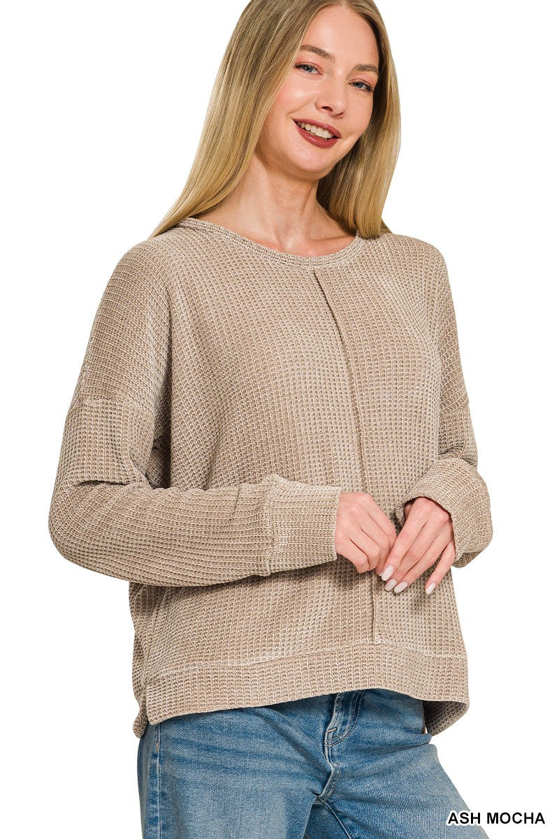 Chenille Waffle Center Seam Sweater