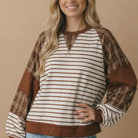 Round Neck Oversized Color Block Knit Top