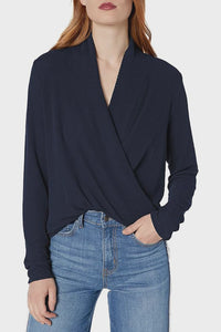 Pointelle Wrap Knit Pullover Top