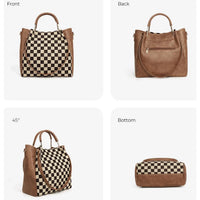 Pu Checkered Handbag Tote Crossbody