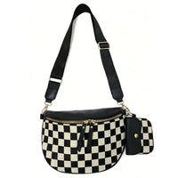 Canvas Checked Bum Bag Crossbody W Pouch