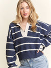 Striped Polo Sweater Top